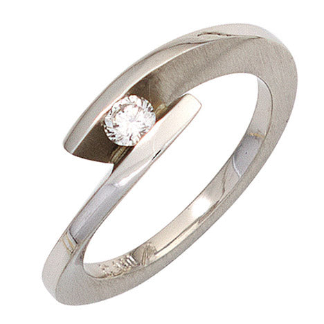 Damen Ring 950 Platin matt 1 Diamant Brillant 0 15ct. Platinring - 50