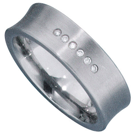 Damen Ring Edelstahl mattiert 6 Diamanten Brillanten 0 06ct. - 52