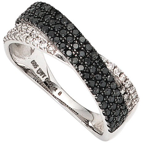 Damen Ring 585 Gold Weißgold mit Diamanten Brillanten 0 68ct. Weißgoldring - 56