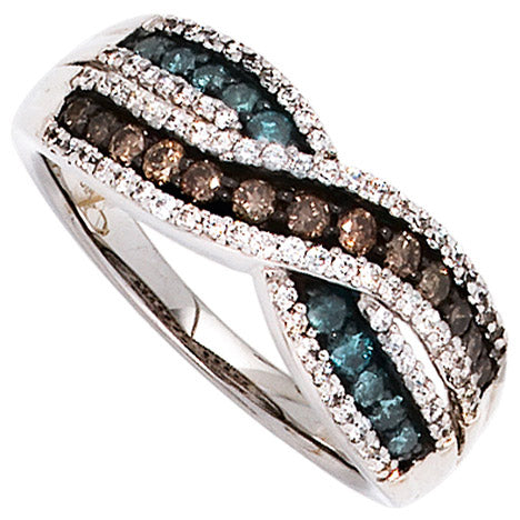 Damen Ring 585 Gold Weißgold 101 Diamanten Brillanten 0 75ct. Goldring - 58