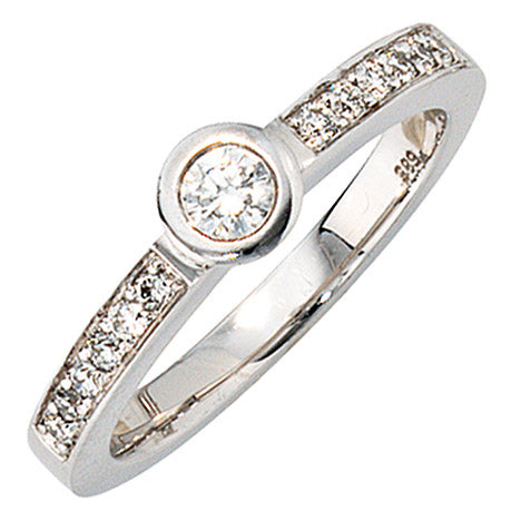 Damen Ring 585 Gold Weißgold 13 Diamanten Brillanten 0 34ct. Weißgoldring - 54