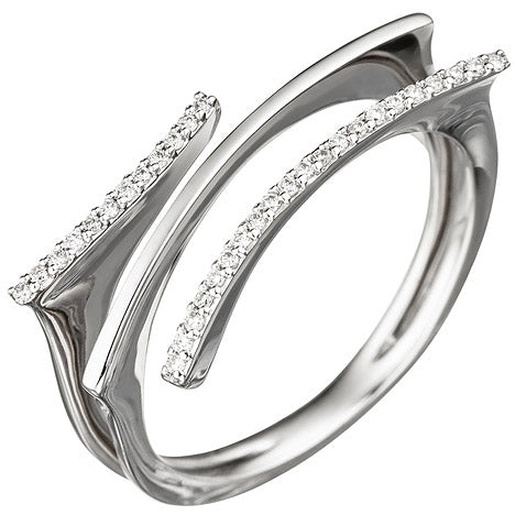 Damen Ring 585 Gold Weißgold 32 Diamanten Brillanten Weißgoldring - 54