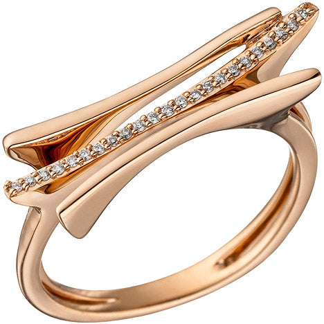 Damen Ring 585 Gold Rotgold 23 Diamanten Brillanten 0 07ct. Rotgoldring - 56
