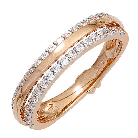 Damen Ring 585 Gold Rotgold 38 Diamanten Brillanten Rotgoldring - 56