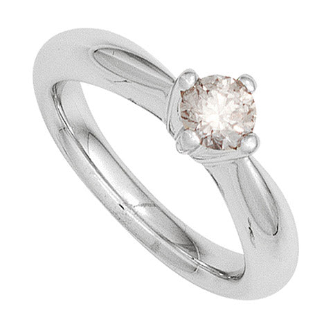 Damen Ring 585 Gold Weißgold 1 Diamant Brillant 0 25ct. Diamantring Goldring - 60