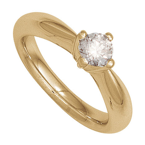 Damen Ring 585 Gold Gelbgold 1 Diamant Brillant 0 25ct. Diamantring Goldring - 50