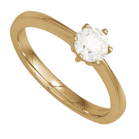 Damen Ring 585 Gold Gelbgold 1 Diamant Brillant 0 10ct. Diamantring Goldring - 56