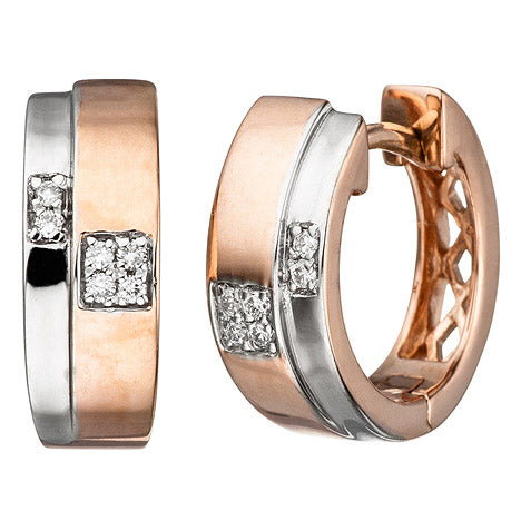 Creolen 585 Gold Rotgold bicolor 12 Diamanten Brillanten Ohrringe Diamantcreolen