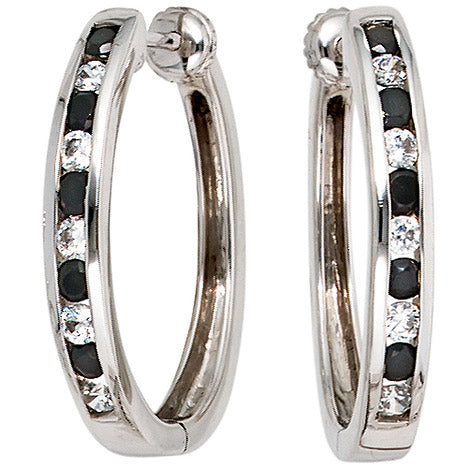 Creolen 585 Gold Weißgold 20 Diamanten Brillanten Ohrringe Goldcreolen