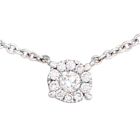 Collier Kette mit Anhänger 585 Gold Weißgold 11 Diamanten Brillanten 45 cm