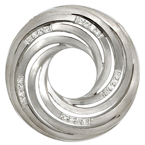 Anhänger rund 925 Sterling Silber rhodiniert mattiert 20 Diamanten Brillanten