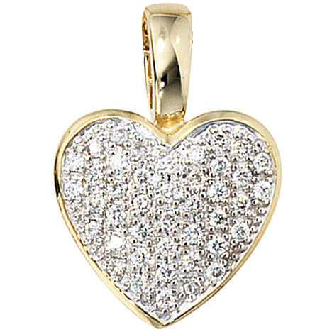 Anhänger Herz 585 Gold Gelbgold 42 Diamanten Brillanten 0 25ct. Herzanhänger