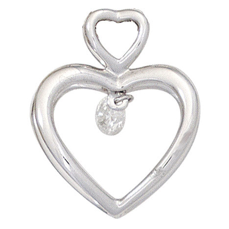 Anhänger Herz 585 Gold Weißgold 1 Diamant Brillant 0 10ct. Herzanhänger