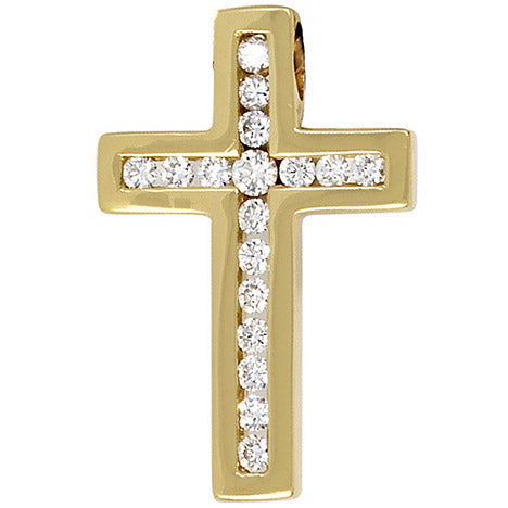 Anhänger Kreuz 585 Gold Gelbgold 17 Diamanten Brillanten Kreuzanhänger Goldkreuz
