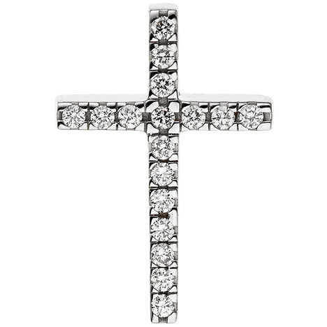 Anhänger Kreuz schmal 585 Gold Weißgold 17 Diamanten Brillanten Diamantkreuz