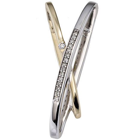 Anhänger 585 Gold Gelbgold bicolor 16 Diamanten Brillanten Diamantanhänger