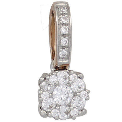 Anhänger 585 Gold Rotgold Weißgold bicolor 18 Diamanten Brillanten