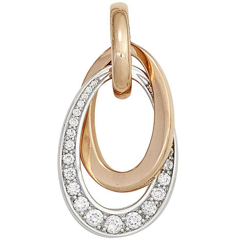 Anhänger 585 Gold Rotgold Weißgold bicolor 27 Diamanten Brillanten 0 28ct.
