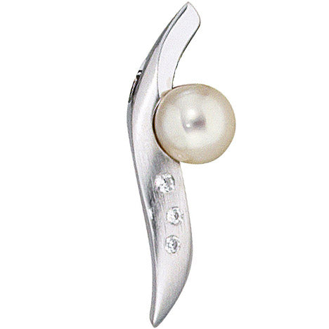 Anhänger 585 Gold Weißgold 1 Akoya Perle 3 Diamanten Brillanten Perlenanhänger