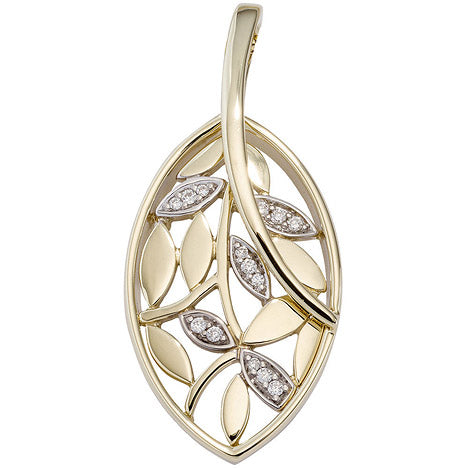 Anhänger 585 Gold Gelbgold bicolor 14 Diamanten Brillanten Diamantanhänger