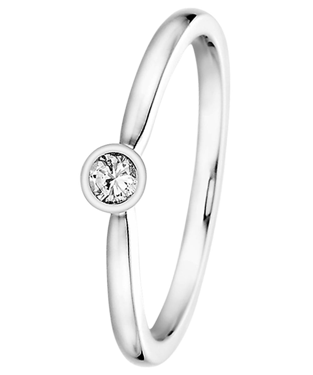 trendor 532477 Diamantring 585 Weißgold mit Brillant 0,05 ct Verlobungsring