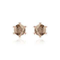 585er Roségold Damen Ohrstecker mit Rauchquarzen