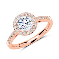 585er Roségold Halo Ring mit Diamanten