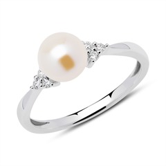 585er Weißgold Ring Diamanten Süßwasserperle Unkategorisiert online kaufen