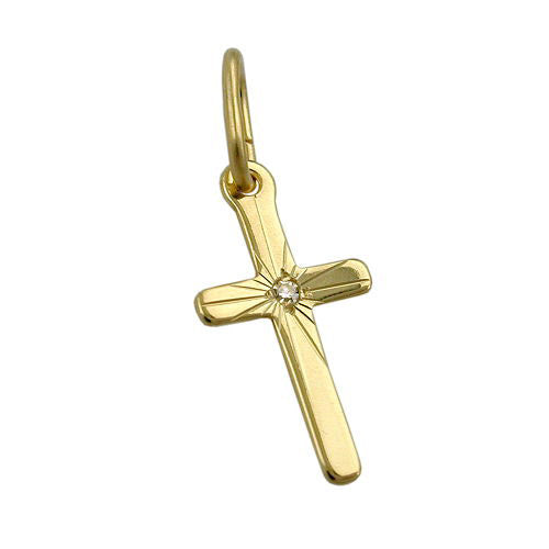 Anhänger 12x6 5mm Kreuz diamantiert mit Brillant Gold 333 Unkategorisiert online kaufen