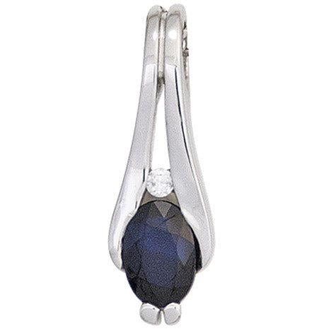 Anhänger 333 Gold Weißgold 1 blauer Safir 1 Diamant Brillant Goldanhänger Unkategorisiert online kaufen