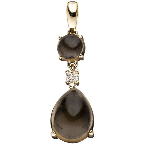 Anhänger 585 Gold Gelbgold 2 Rauchquarz-Cabochons braun 1 Diamant Brillant Unkategorisiert online kaufen