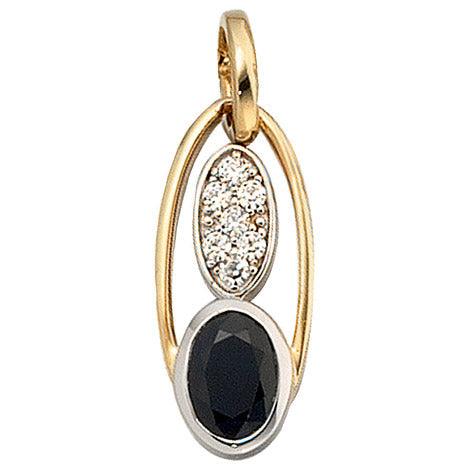 Anhänger 585 Gold Gelbgold 7 Diamanten Brillanten 1 blauer Safir Goldanhänger Unkategorisiert online kaufen
