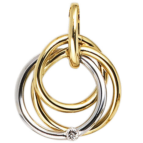 Anhänger 585 Gold Gelbgold Weißgold bicolor 1 Diamant Goldanhänger verschlungen Unkategorisiert online kaufen