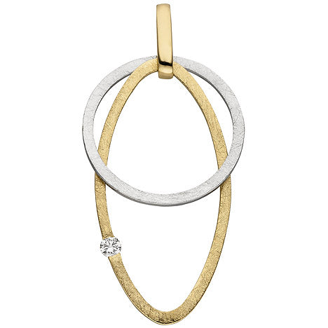 Anhänger 585 Gold Gelbgold Weißgold bicolor eismatt 1 Diamant Brillant Unkategorisiert online kaufen