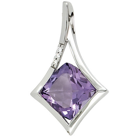 Anhänger 585 Gold Weißgold 1 Amethyst lila violett 3 Diamanten Brillanten Unkategorisiert online kaufen