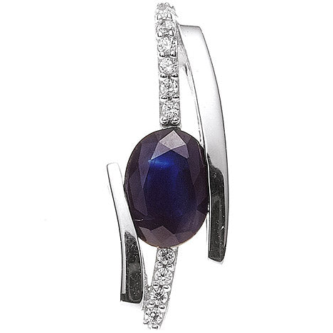Anhänger 585 Gold Weißgold 1 blauer Safir 10 Diamanten Brillanten Goldanhänger Unkategorisiert online kaufen