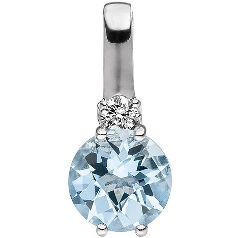 Anhänger 585 Gold Weißgold 1 Diamant Brillant 1 Aquamarin hellblau blau Unkategorisiert online kaufen