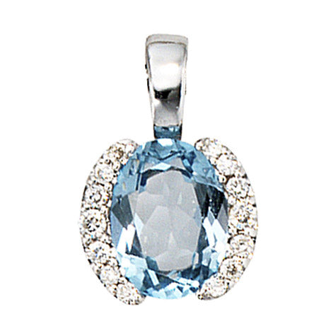 Anhänger 585 Gold Weißgold 14 Diamanten Brillanten 1 Blautopas blau Goldanhänger Unkategorisiert online kaufen