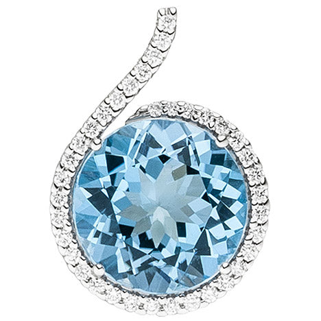 Anhänger 585 Gold Weißgold 37 Diamanten Brillanten 1 Blautopas hellblau blau Unkategorisiert online kaufen