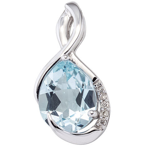Anhänger 585 Gold Weißgold 5 Diamanten Brillanten 1 Blautopas blau Goldanhänger Unkategorisiert online kaufen