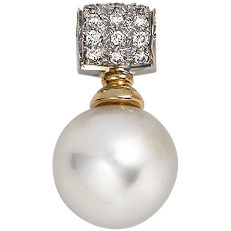 Anhänger 585 Gold Weißgold Gelbgold 18 Diamanten 1 Südsee Perle Perlenanhänger Unkategorisiert online kaufen