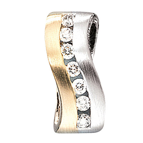 Anhänger 585 Gold Weißgold Gelbgold bicolor matt 7 Diamanten Brillanten Unkategorisiert online kaufen