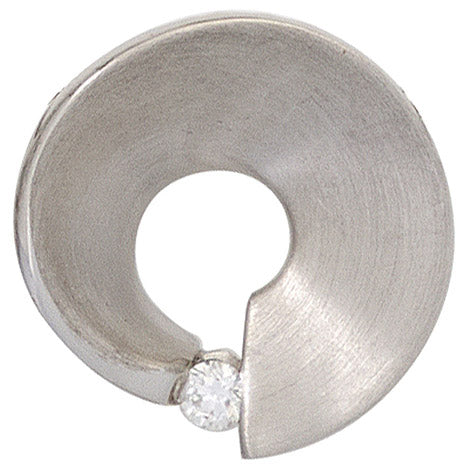 Anhänger 585 Gold Weißgold matt 1 Diamant Brillant 0 07ct. Weißgoldanhänger Unkategorisiert online kaufen