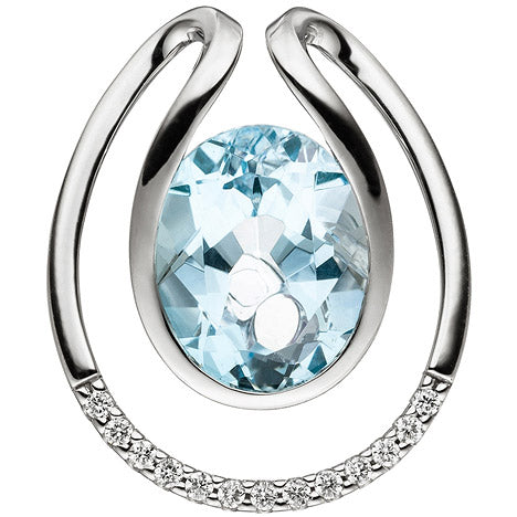 Anhänger 585 Weißgold 13 Diamanten Brillanten 1 Blautopas hellblau blau Unkategorisiert online kaufen