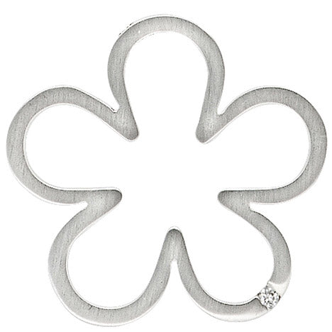 Anhänger Blume 585 Gold Weißgold matt 1 Diamant Brillant Weißgoldanhänger Unkategorisiert online kaufen