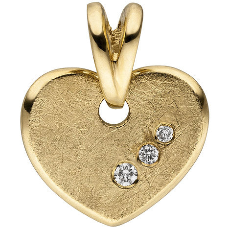 Anhänger Herz 585 Gold Gelbgold eismatt 3 Diamanten Brillanten Herzanhänger Unkategorisiert online kaufen