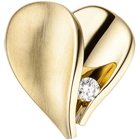 Anhänger Herz 585 Gold Gelbgold teilmatt 1 Diamant Brillant Herzanhänger Unkategorisiert online kaufen