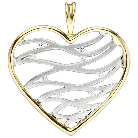 Anhänger Herz 585 Gold Gelbgold Weißgold bicolor 10 Diamanten Brillanten Unkategorisiert online kaufen