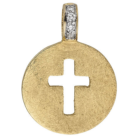 Anhänger Kreuz 585 Gold Gelbgold eismatt 4 Diamanten Brillanten Kreuzanhänger Unkategorisiert online kaufen