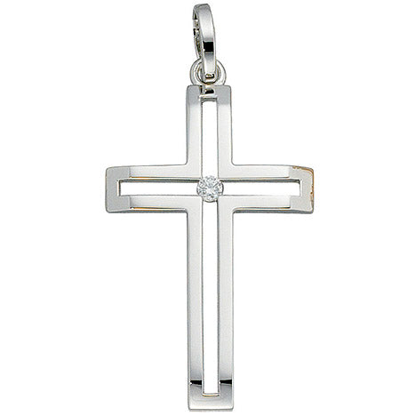 Anhänger Kreuz 585 Gold Weißgold 1 Diamant Brillant Kreuzanhänger Weißgoldkreuz Unkategorisiert online kaufen